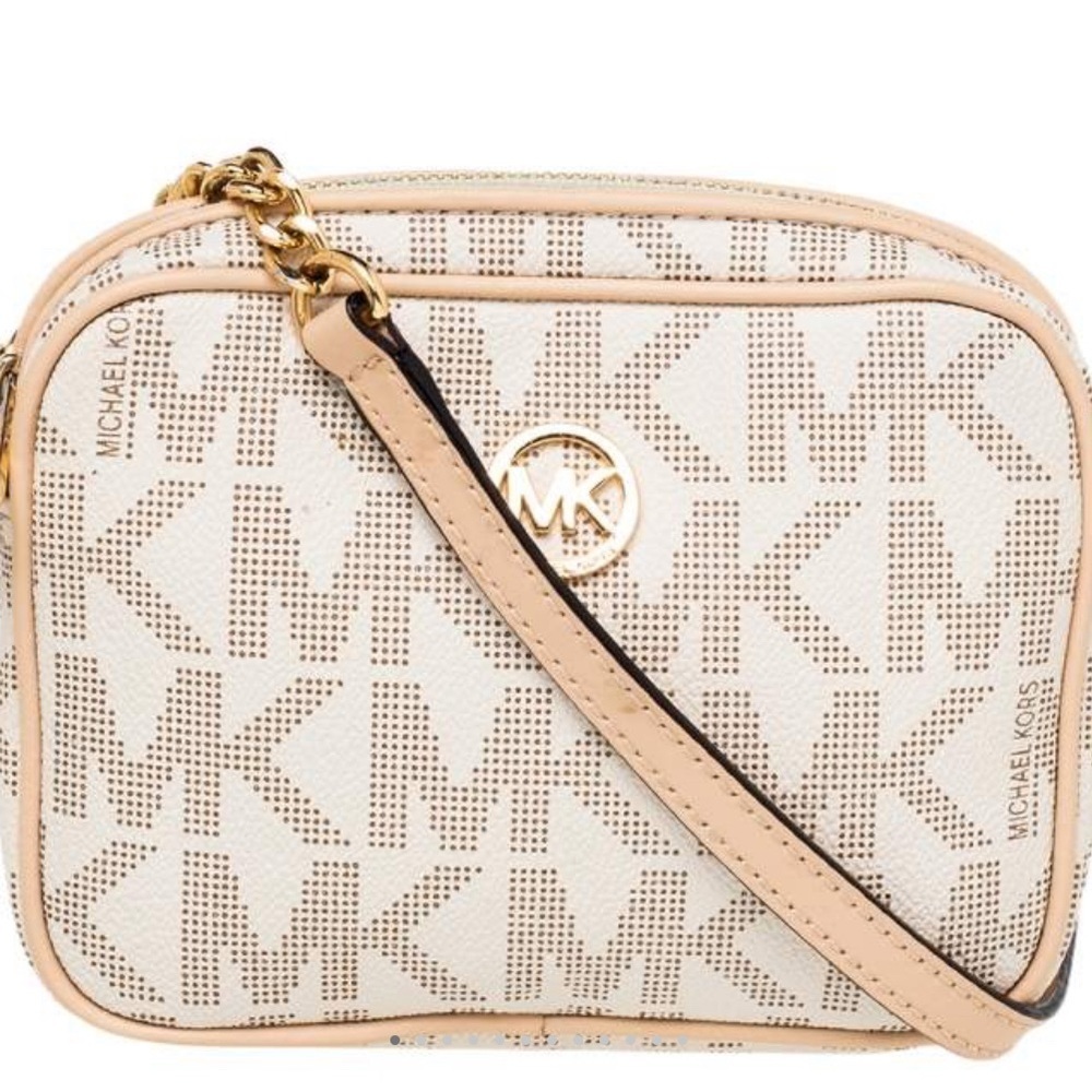 Michael Kors White & Beige Mini Crossbody Bag